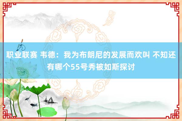 职业联赛 韦德：我为布朗尼的发展而欢叫 不知还有哪个55号秀被如斯探讨