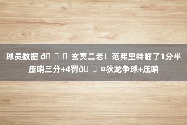 球员数据 🚀玄冥二老！范弗里特临了1分半压哨三分+4罚😤狄龙争球+压哨