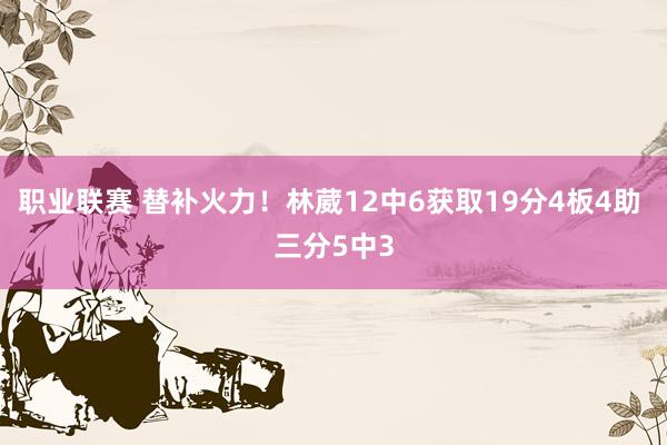 职业联赛 替补火力！林葳12中6获取19分4板4助 三分5中3