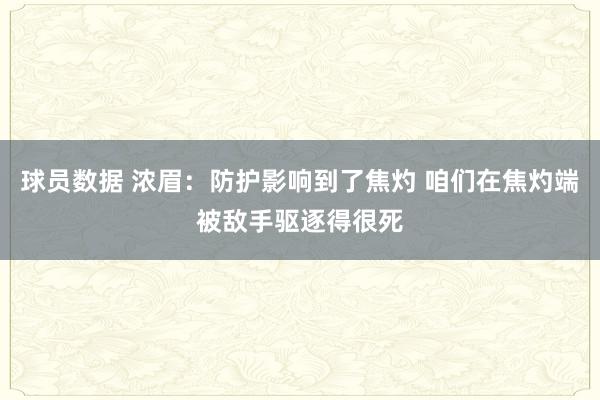 球员数据 浓眉：防护影响到了焦灼 咱们在焦灼端被敌手驱逐得很死