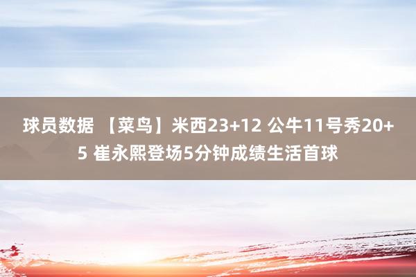 球员数据 【菜鸟】米西23+12 公牛11号秀20+5 崔永熙登场5分钟成绩生活首球