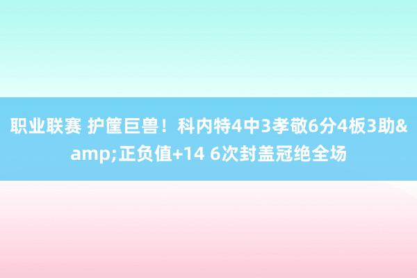 职业联赛 护筐巨兽！科内特4中3孝敬6分4板3助&正负值+14 6次封盖冠绝全场