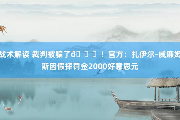 战术解读 裁判被骗了😅！官方：扎伊尔-威廉姆斯因假摔罚金2000好意思元